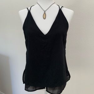 Eslley Black V- Neck Strap Tank